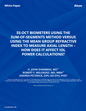 SS-OCT Biometers using the sum-of-segments method versus using the mean group refractive index to measure axial length – how does it affect IOL power calculations?